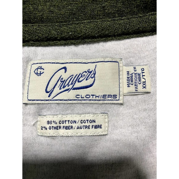 Grayers Clothiers Mens 2XL Green Long Sleeve Soft Warm Henley Shirt - Picture 5 of 6